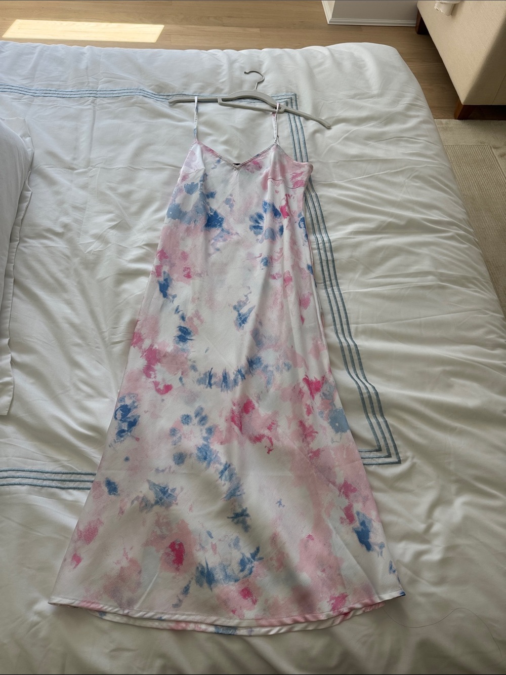 French Connection Pastel Pink & Blue Satin dress